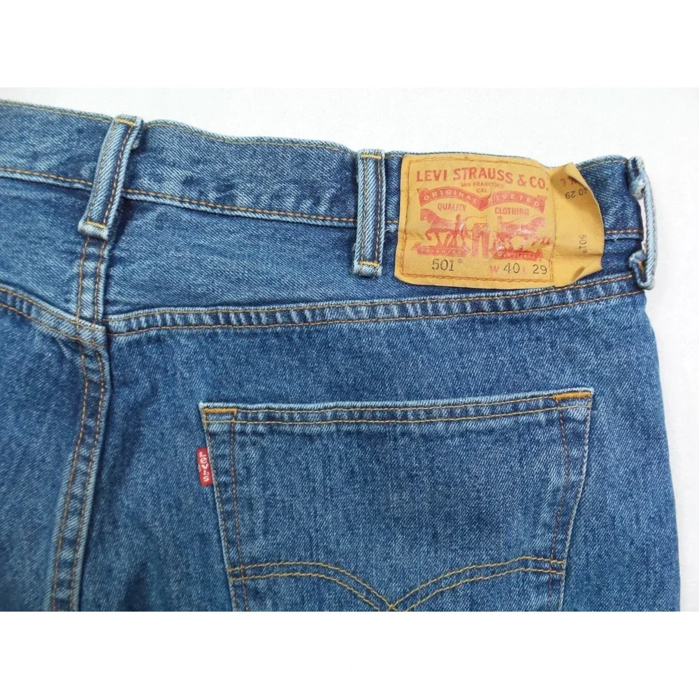 Levis 501 Jeans Mens Size 40 x 30 Blue Denim Classic Button Fly Straight Leg‎